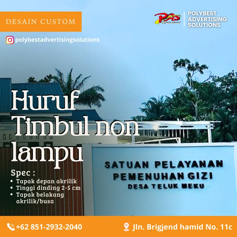 huruf timbul non lampu