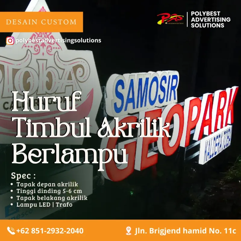 Huruf Timbul Akrilik Berlampu